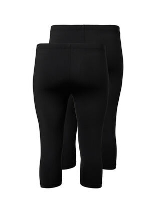2-pack leggings med 3/4 lengde, Black / Black, Packshot image number 1