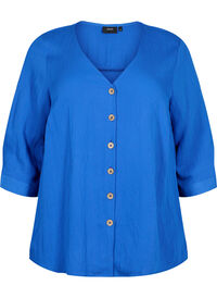 Bluse i viskose med knapper og V-hals