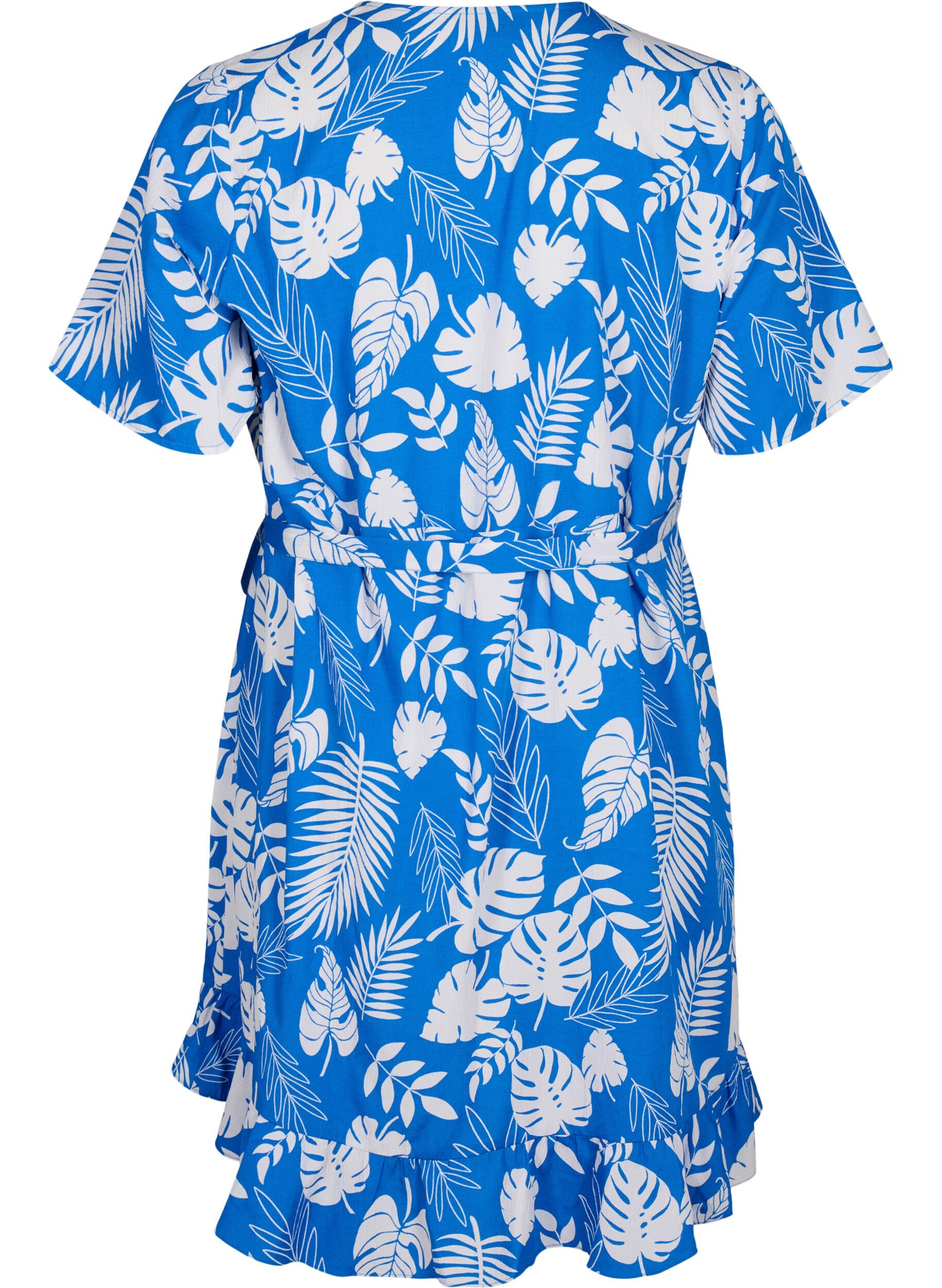 Zizzi Flash - Omslagskjole med korte ermer, Skydiver White AOP, Packshot image number 1