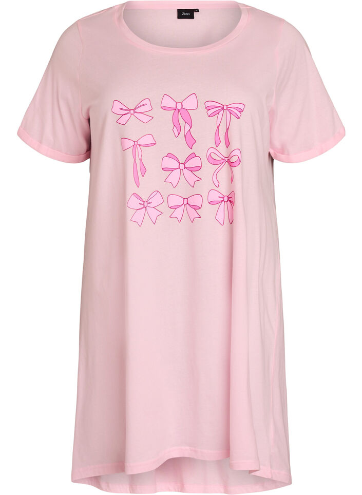 Kortermet nattkjole i &oslash;kologisk bomull, Rosa, Packshot image number 0