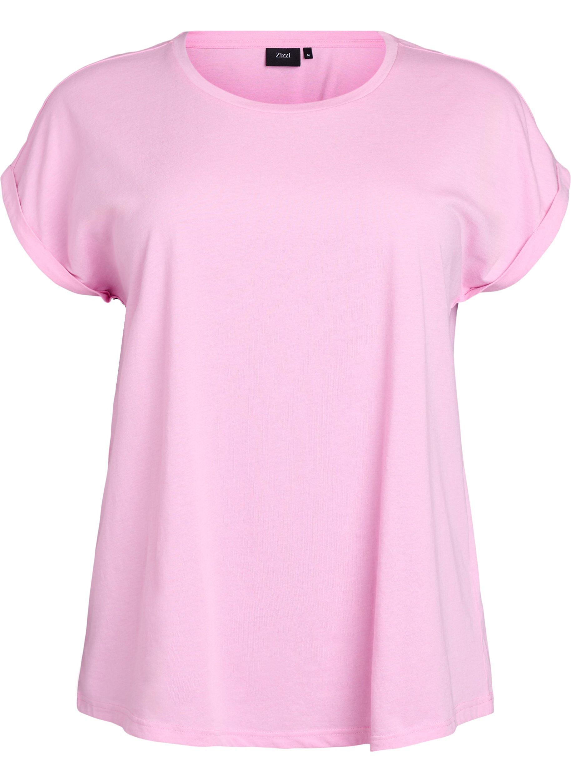 ZizziKortermet T-skjorte i bomullsblanding, Rosa, Packshot image number 0