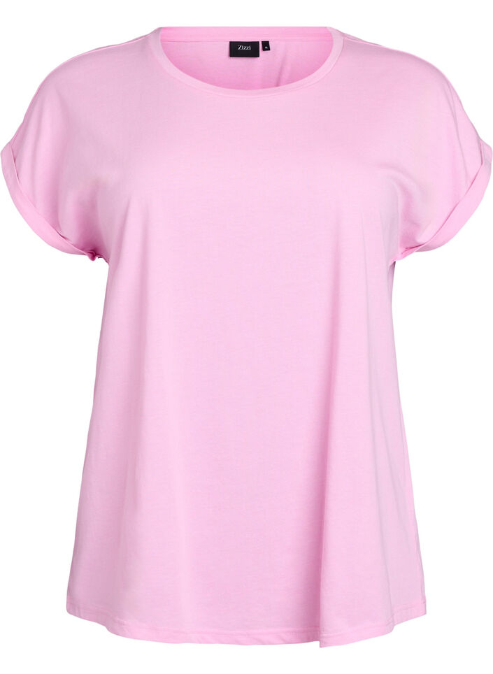 Kortermet T-skjorte i bomullsblanding, Rosa, Packshot image number 0
