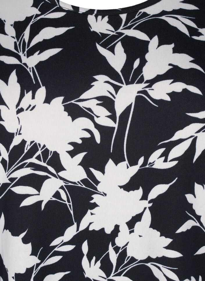 Blomstret bluse med lange ermer, Blå, Packshot image number 2