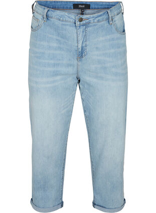 7/8-jeans med en liten brett og høyt liv, Light blue denim, Packshot image number 0