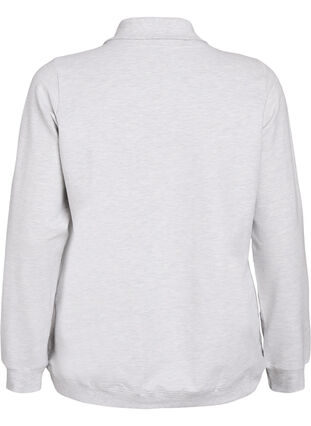 Zizzi Genser med kort glidelås og høy hals, Light Grey Melange, Packshot image number 1