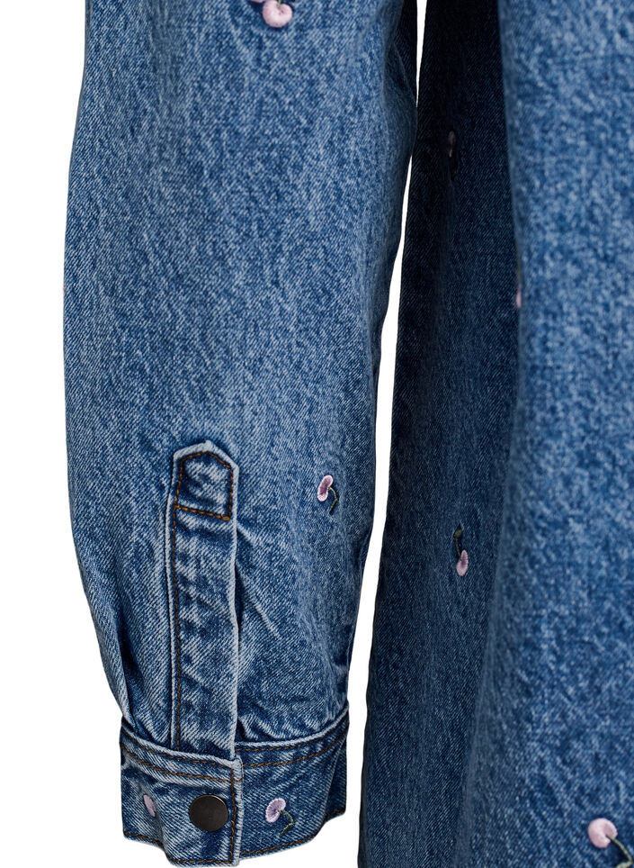 Denimskjorte med broderte motiver, Bl&aring;, Packshot image number 3