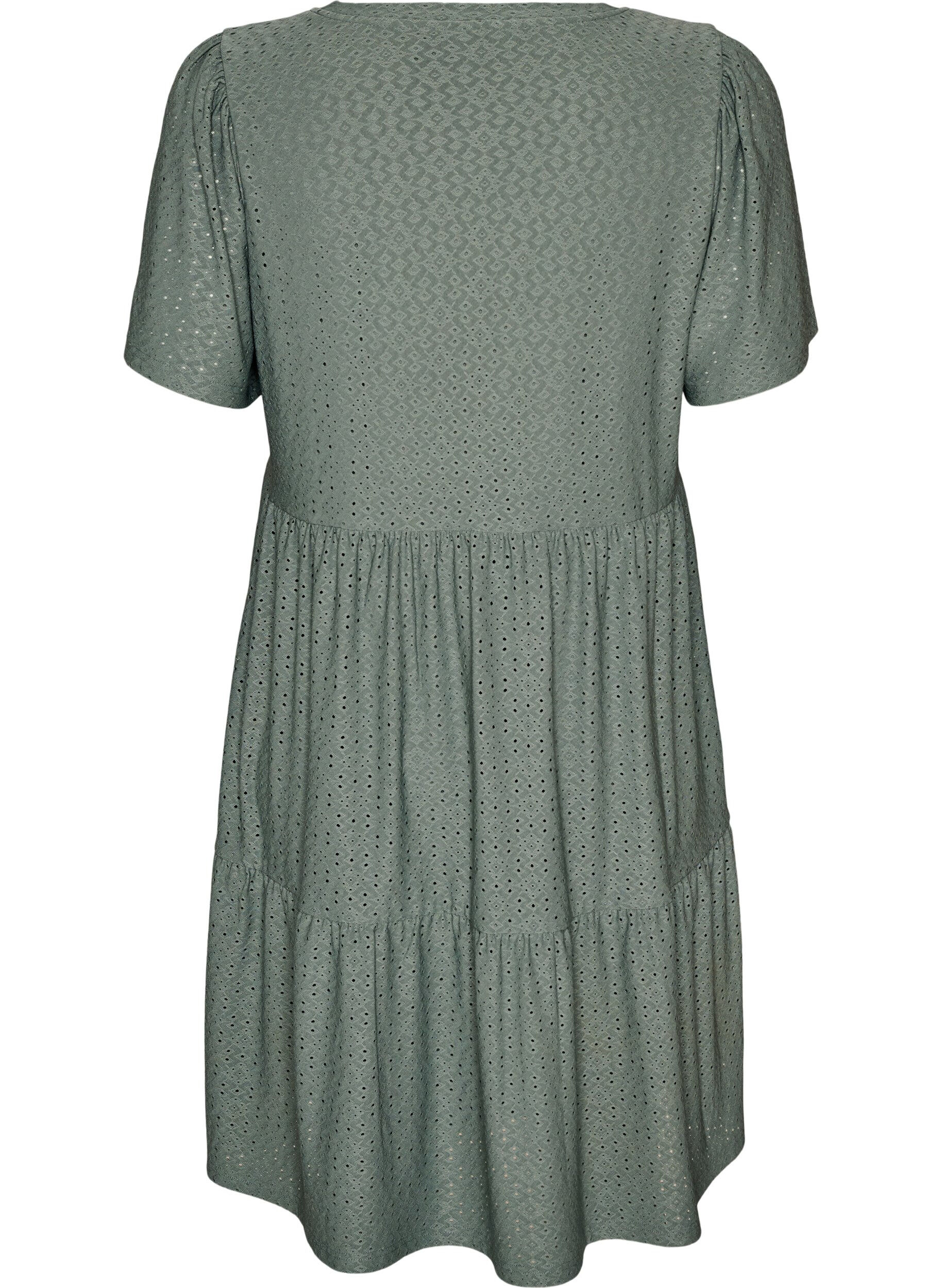 ZizziKort kjole med blondem&oslash;nster og lagdelt skj&oslash;rt, Gr&oslash;nn, Packshot image number 1