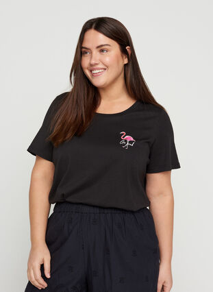 T-skjorte med print, Black Flamingo, Model image number 0