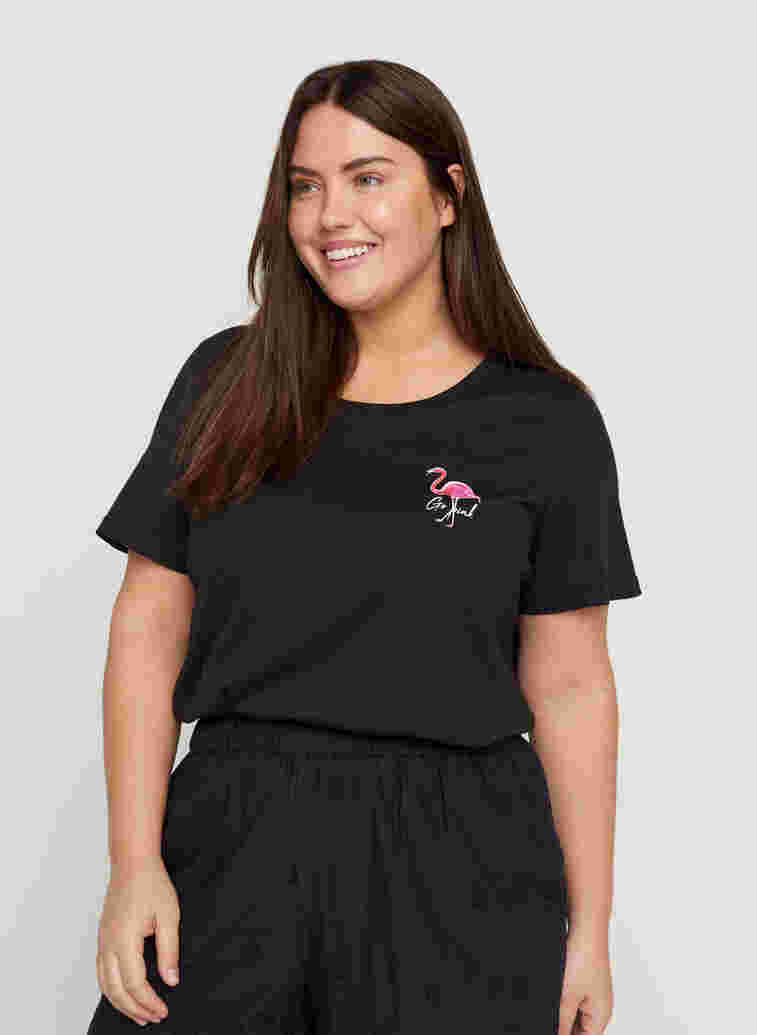 T-skjorte med print, Black Flamingo, Model image number 0