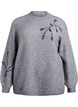 Genser med perlebroderi, Gr&aring;, Packshot image number 0