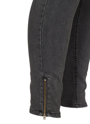 Cropped Amy jeans med høyt liv og glidelås, Grey Denim, Packshot image number 3
