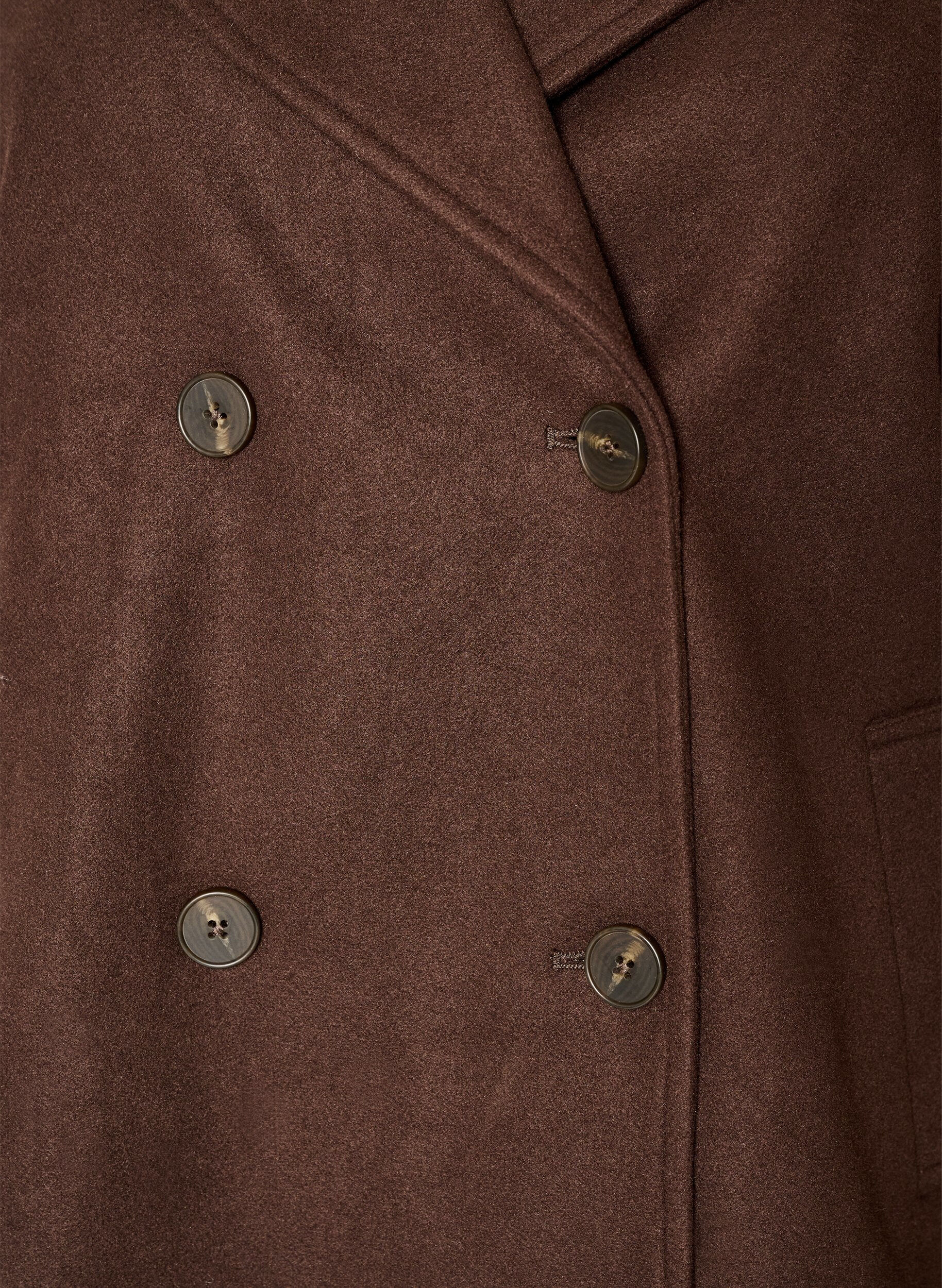 ZizziKort k&aring;pe med dobbeltradede knapper, Brun, Packshot image number 2