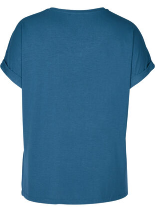 T-skjorte i viskosemiks med rund hals, Majolica Blue, Packshot image number 1
