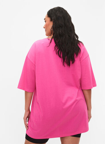 Oversized bomulls T-skjorte med mønster, Shocking Pink ÉTOILÉ, Model image number 1