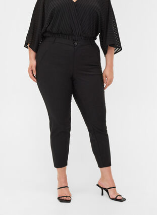 Klassiske bukser med høyt liv og ankellengde, Black, Model image number 2