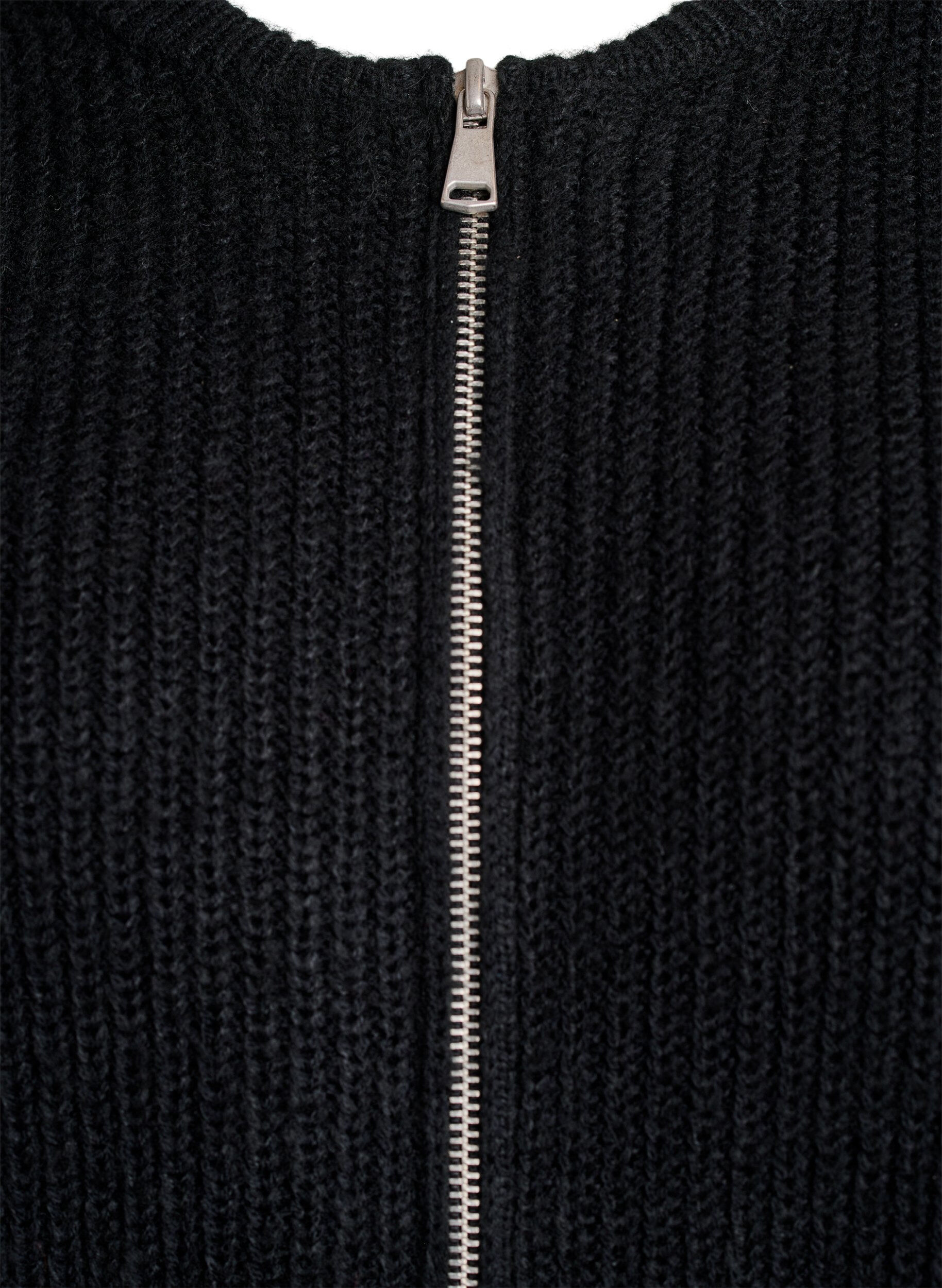 ZizziStrikket cardigan med glidel&aring;s, Svart, Packshot image number 2