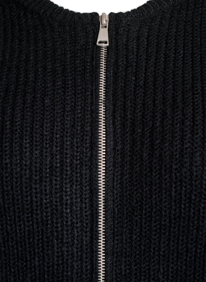 Strikket cardigan med glidel&aring;s, Svart, Packshot image number 2