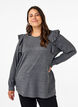 Langermet bluse med volangdetaljer, Dark Grey Melange, Model image number 0