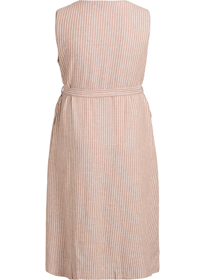 Ermel&oslash;s stripet midikjole i lin og viskose, Beige, Packshot image number 1