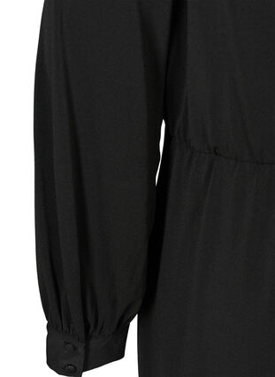 Langermet kjole med V-hals, Black, Packshot image number 3