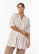 Bomullstunika med V-hals, Beige, Model image number 0