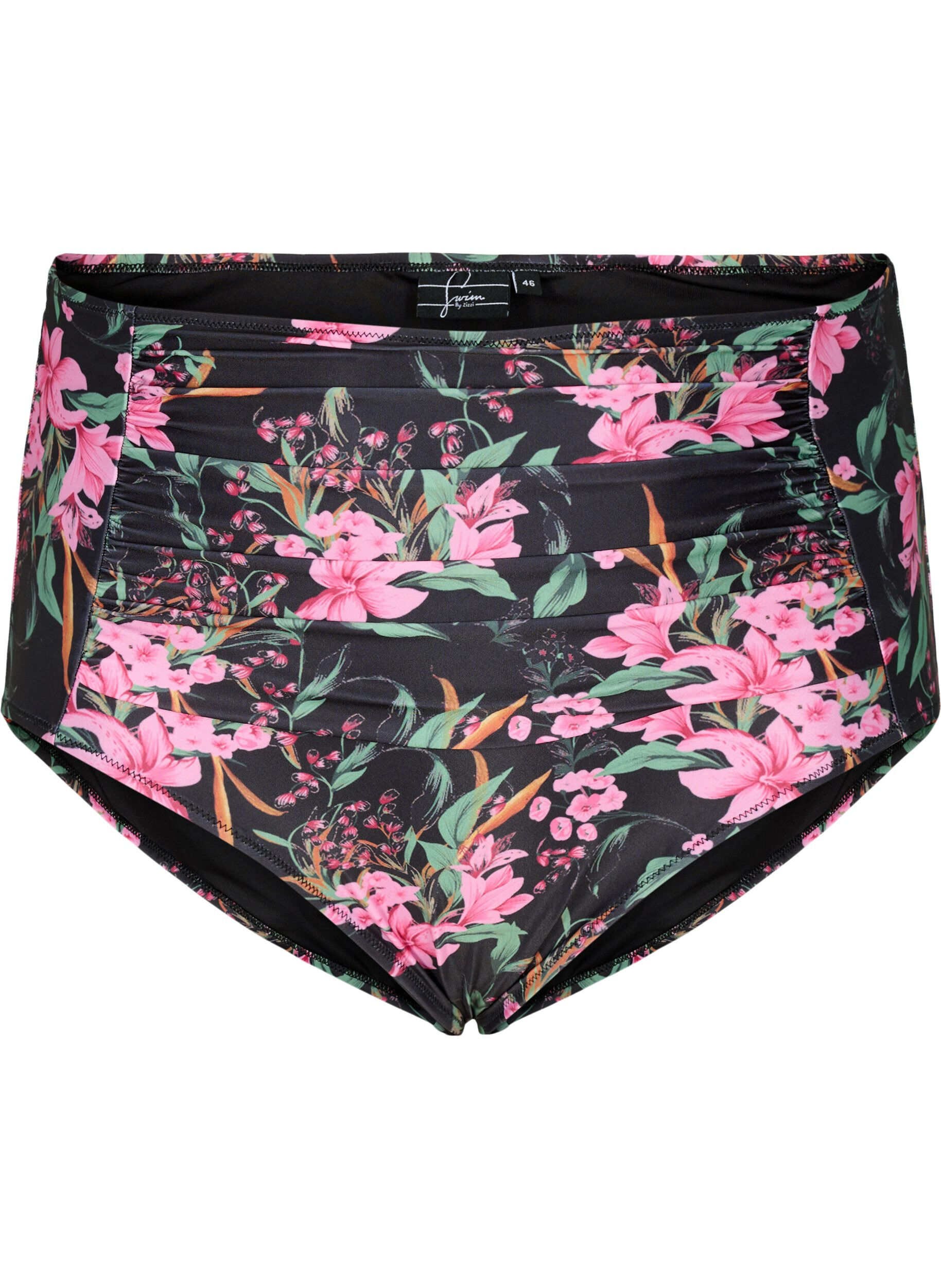 Zizzi Bikinitruse med m&oslash;nster og ekstra h&oslash;yt liv, Rosa, Packshot image number 0