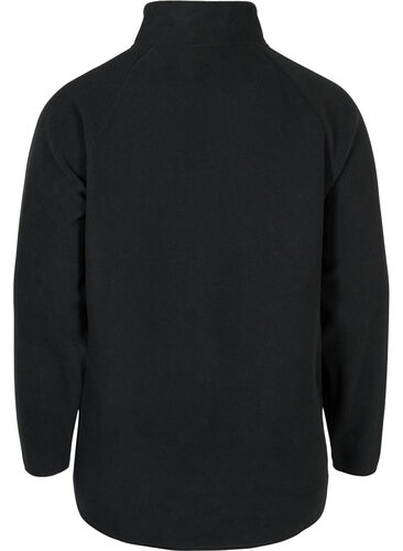 Fleecejakke med knapper og lommer, Black, Packshot image number 1