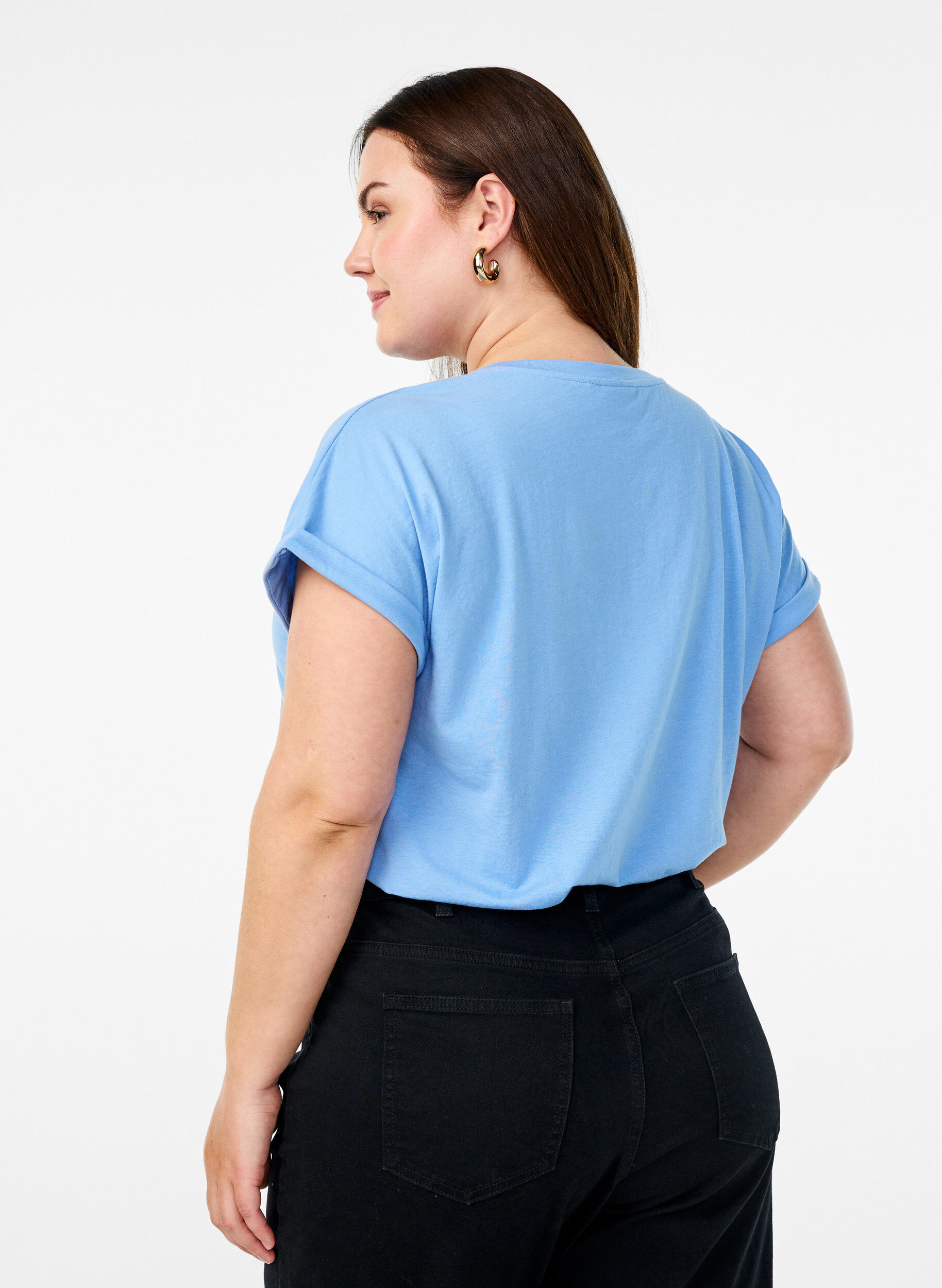 Zizzi To-pakning t-skjorter med korte ermer, Bl&aring;, Model image number 2