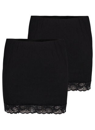 Zizzi 2-pakk toppforlenger med blondekant, Black/Black, Packshot image number 0
