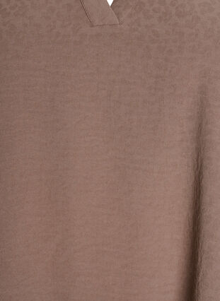 Zizzi Bluse med korte volangermer og V-hals, Brun, Packshot image number 2