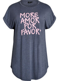 Kortermet nattkjole med teksttrykk, Gr&aring;