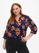 Blomstret bluse med 3/4-ermer, Peacoat Flower AOP, Model image number 0