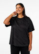 Oversize bluse med mønster, Svart, Model image number 0
