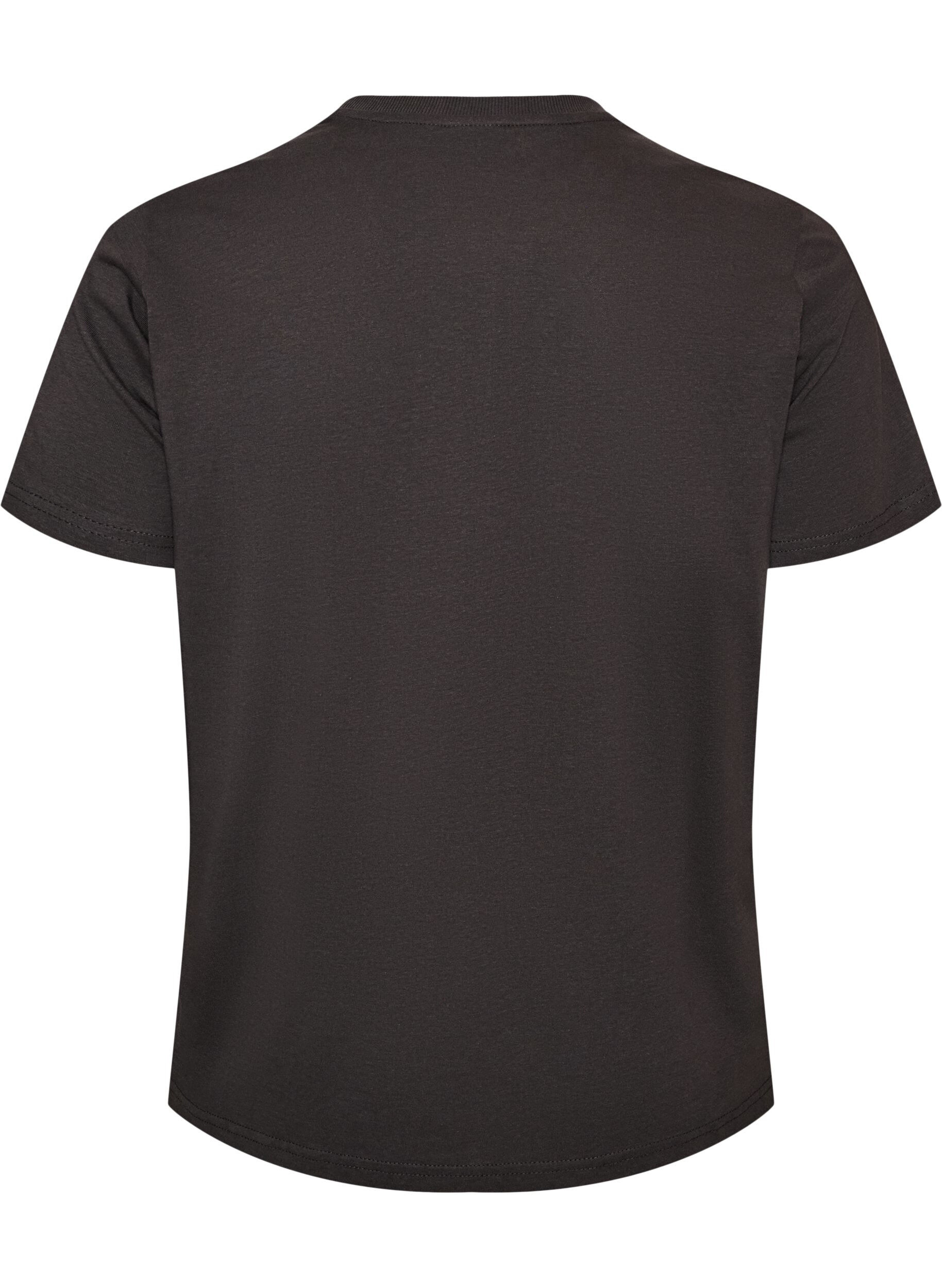 ZizziT-skjorte i bomull med trykk foran, Gr&aring;, Packshot image number 1