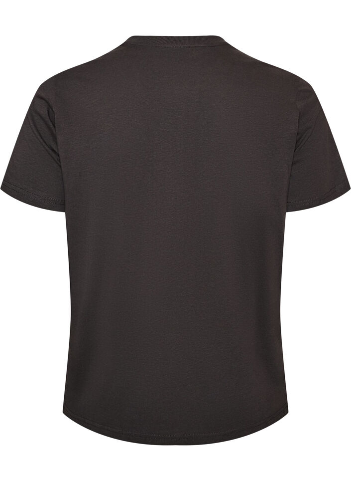 T-skjorte i bomull med trykk foran, Gr&aring;, Packshot image number 1