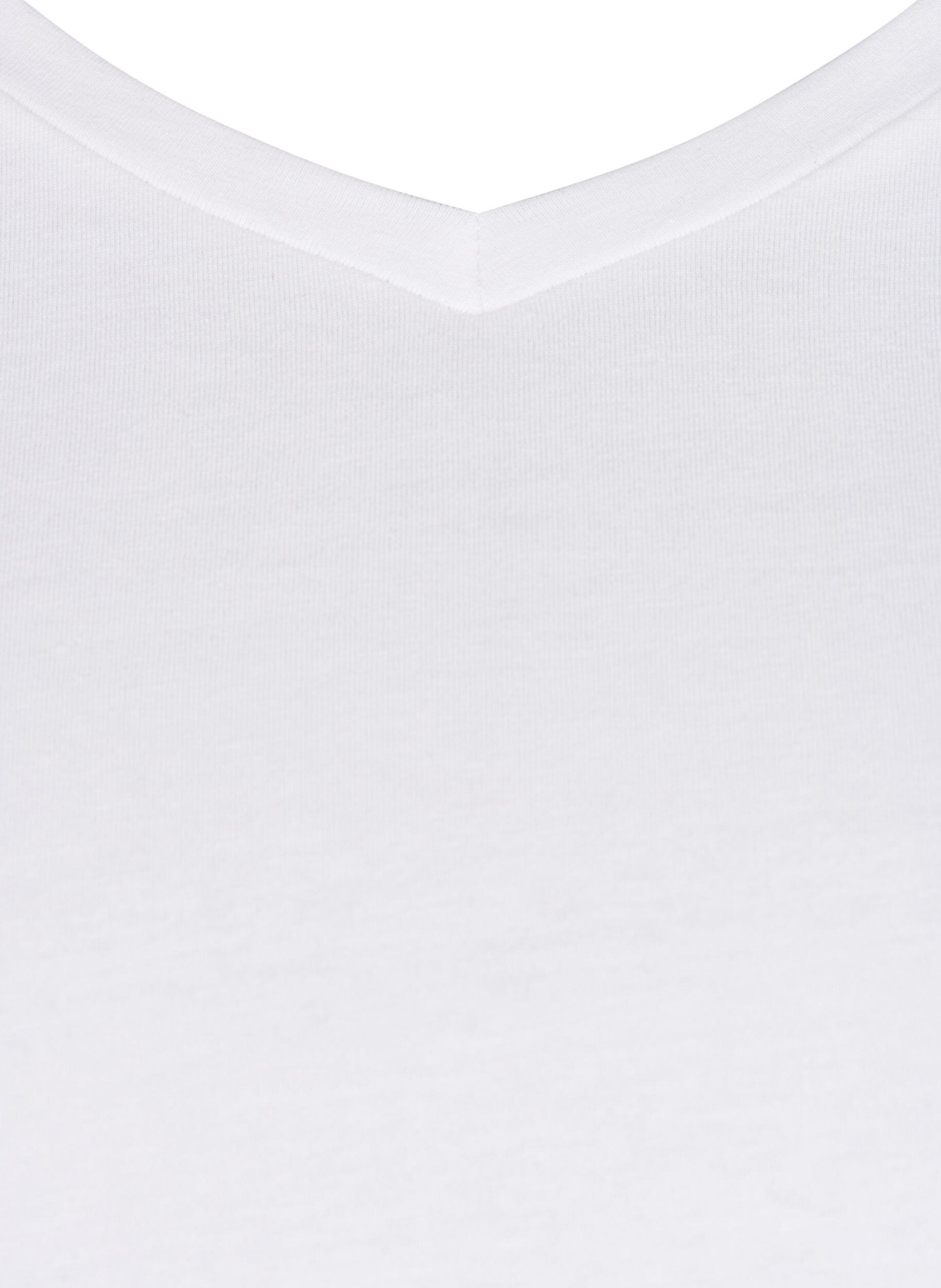 ZizziEnsfarget basis T-skjorte i bomull, Hvit, Packshot image number 2