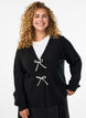 Strikkekardigan med perleknapper, Svart, Model image number 0
