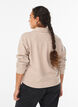 Jerseybluse med krage og V-hals, Beige, Model image number 2