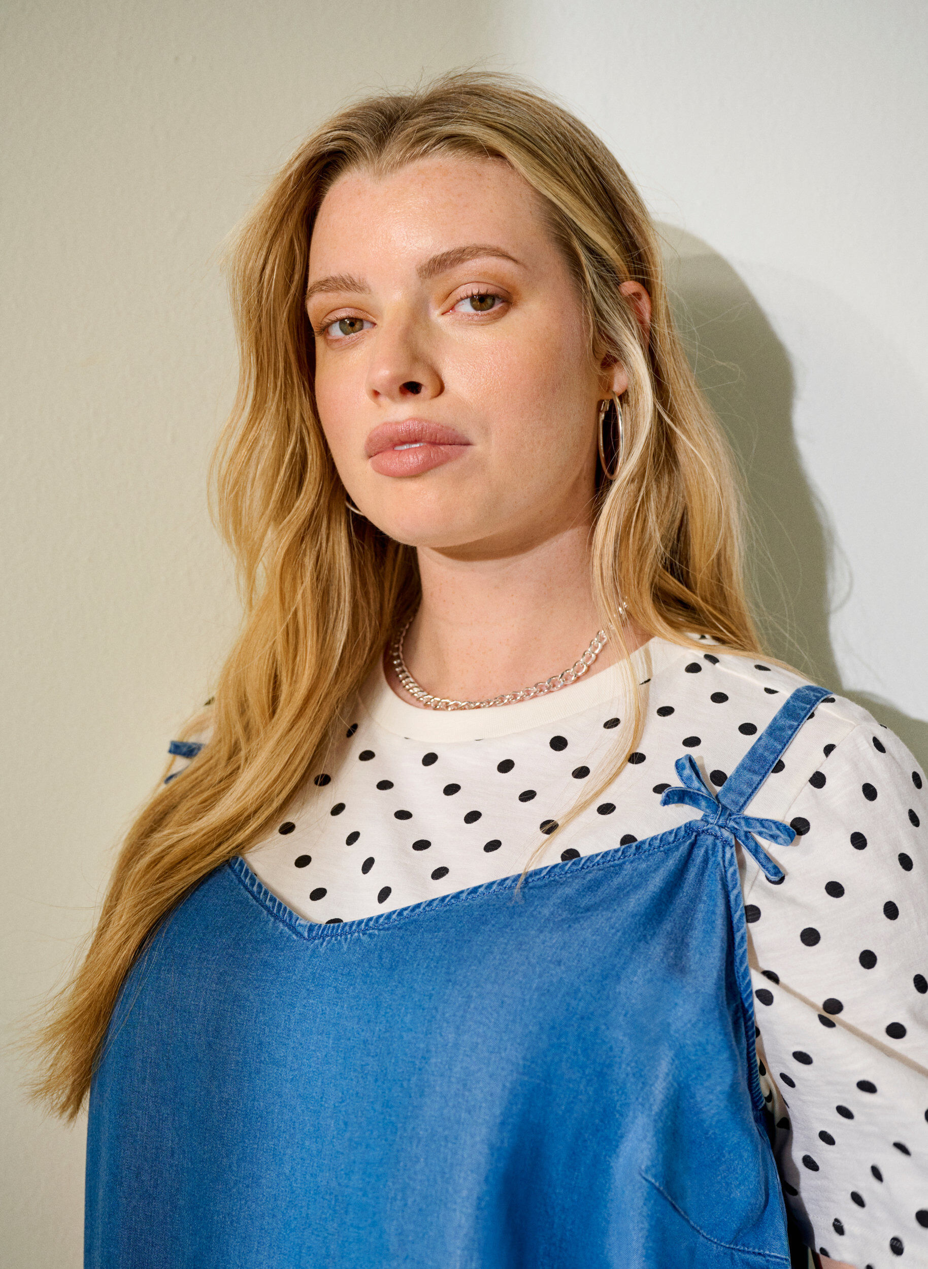 Zizzi Bomulls-T-skjorte med prikker, Vanilje, Image image number 0