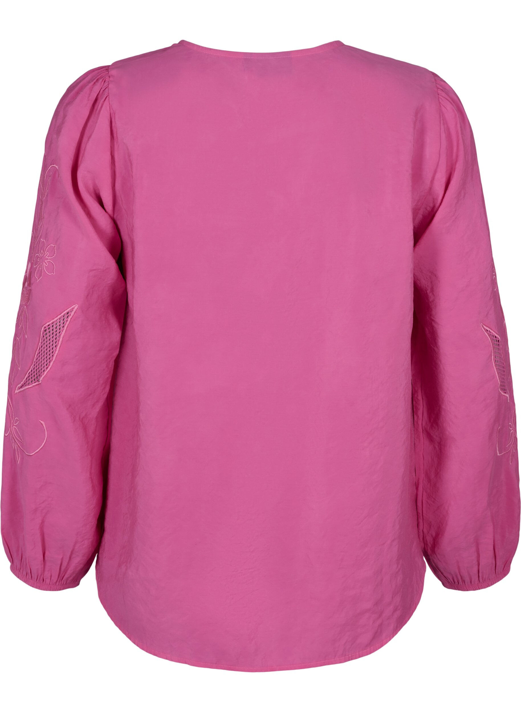 Zizzi Bluse i Tencel &trade; Modal med broderidetaljer, Phlox Pink, Packshot image number 1
