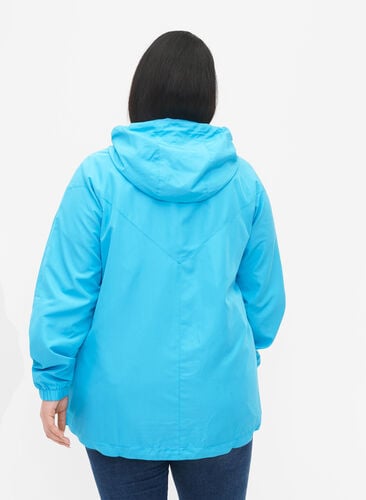 Kort jakke med hette og justerbar bunn, River Blue, Model image number 1