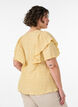 Bluse med smockstruktur og volangermer, Gul, Model image number 2