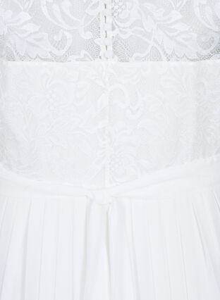 Kjole uten ermer med blonder og plisseringer, Star White, Packshot image number 3