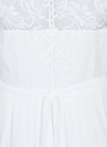 Brudekjole med blonder og plissé, Star White, Packshot image number 3
