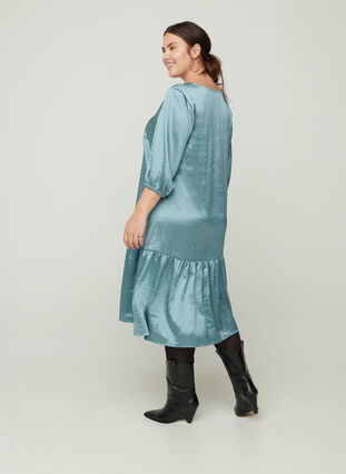 Skinnende kjole med V-hals, North Atlantic Shine, Model image number 0