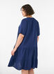 Kort A-linjekjole i bomullsmuslin, Bl&aring;, Model image number 2