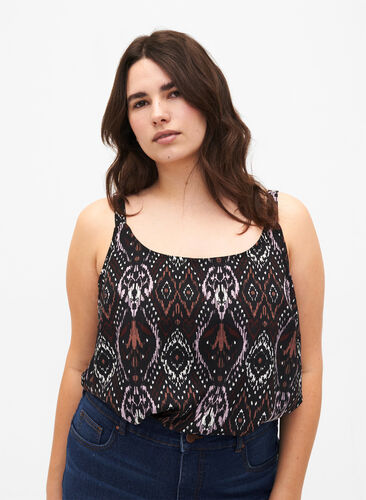 Zizzi FLASH - Topp med mønster, Black Rose Ethnic, Model image number 0