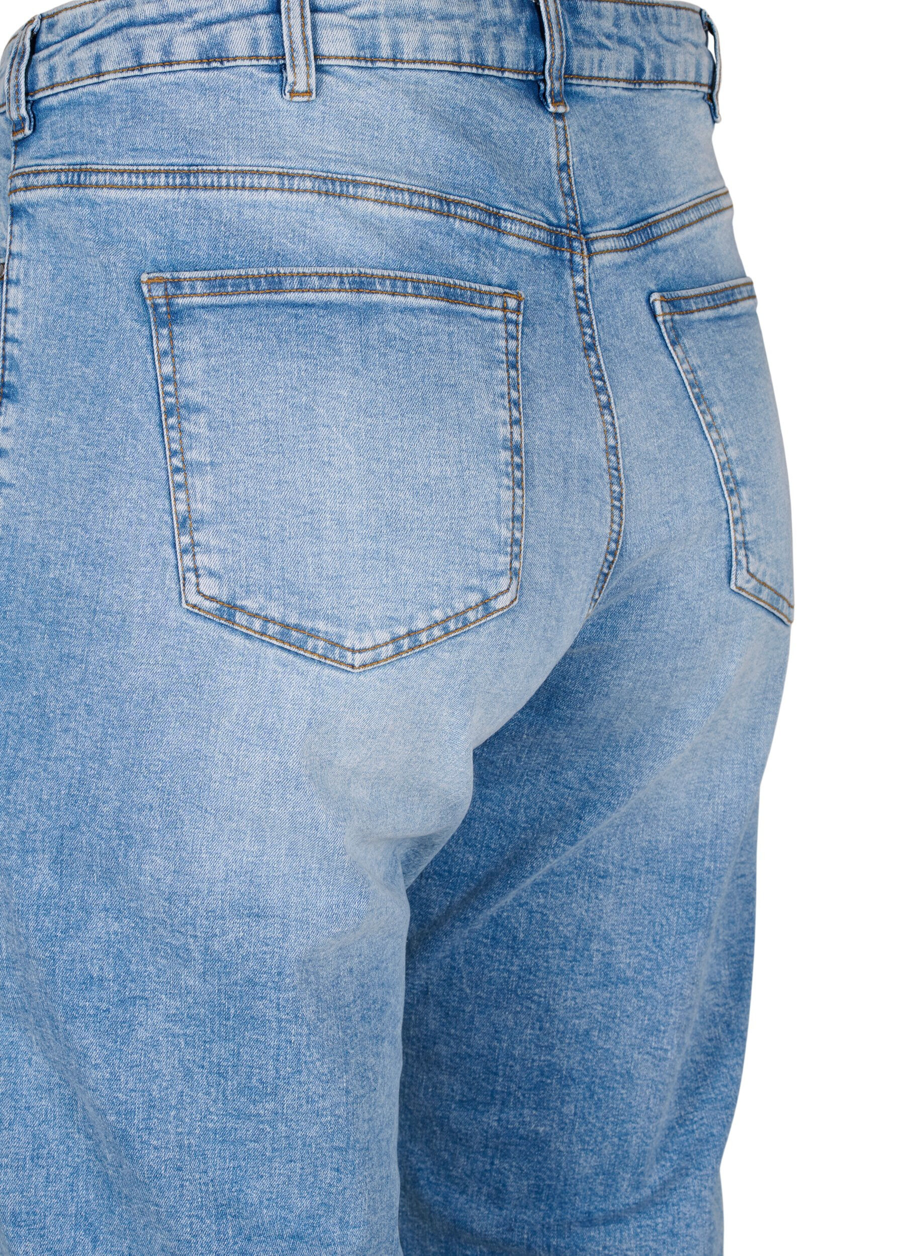 Zizzi Cropped Vera jeans med destroy-detaljer	, Blue Denim, Packshot image number 3
