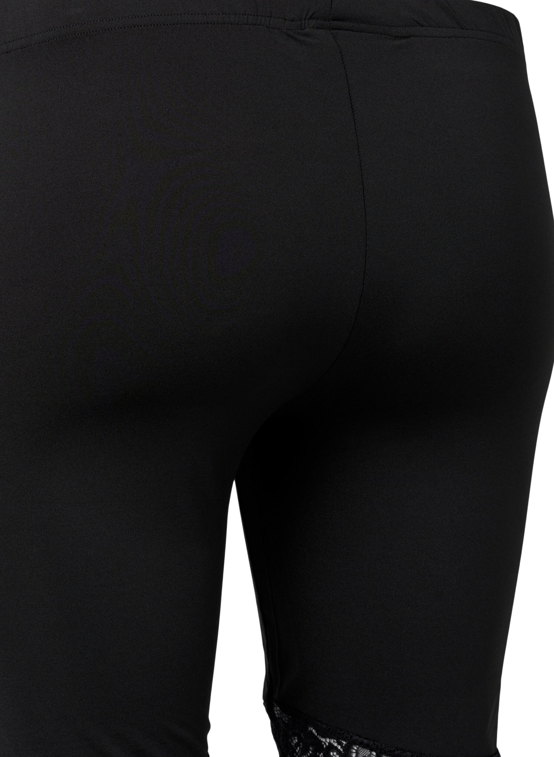 Zizzi Sykkelshorts med blondekant, 2 stk., Black / Black, Packshot image number 2