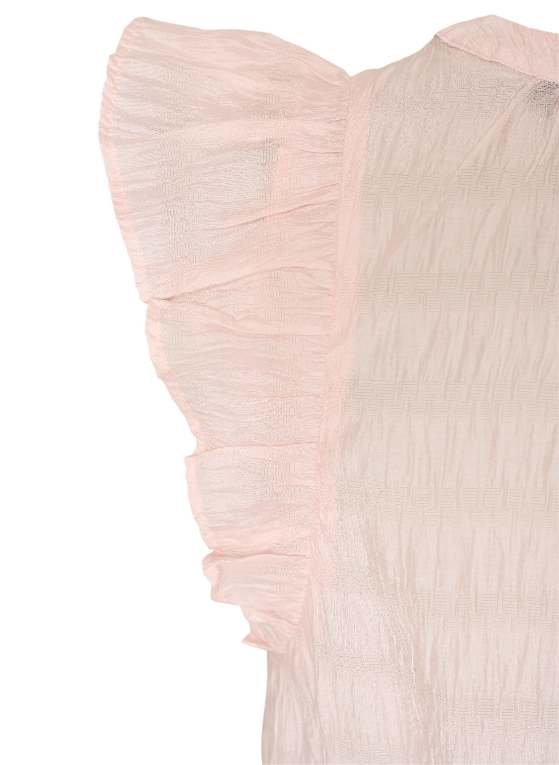 ZizziErmel&oslash;s bluse med tekstur og volanger, Rosa, Packshot image number 3